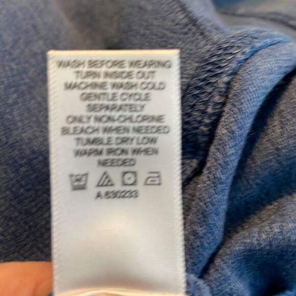 LOGO Life Lori Goldstein Pintuck Trim Hoodie Sweatshirt Steel Blue French Terry - Picture 9 of 10